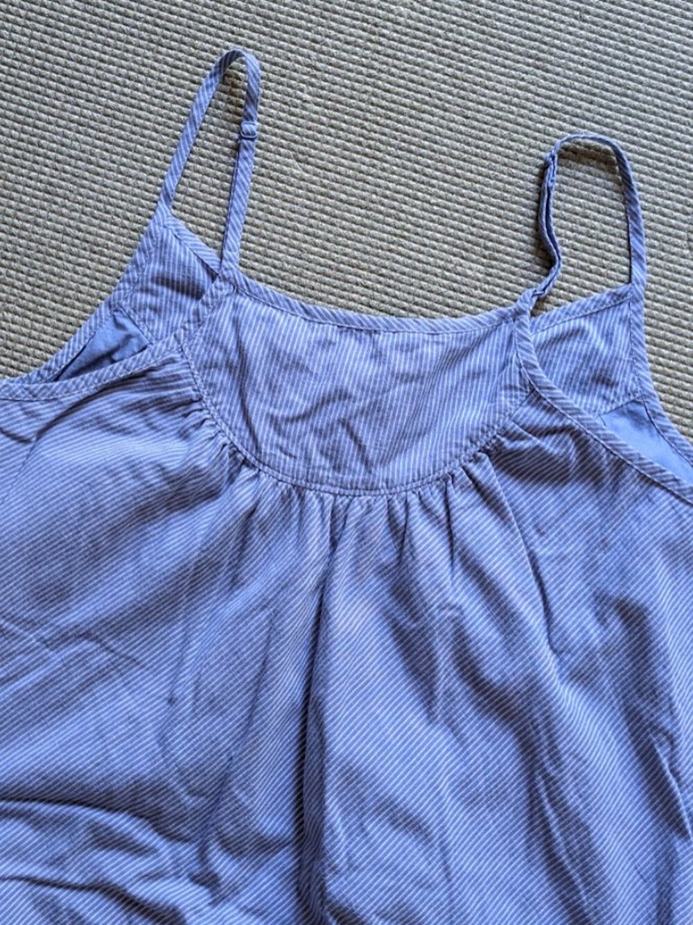 GAP 100% Cotton Blue Stripes Ruffle Hem Lightweight Lined Maxi Dress Size:XS - Picture 10 of 13
